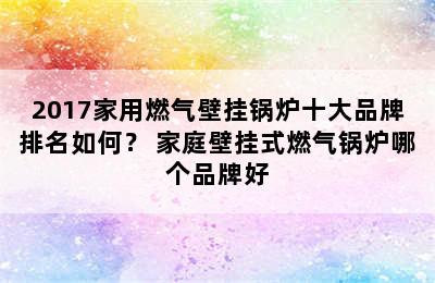 2017家用燃气壁挂锅炉十大品牌排名如何？ 家庭壁挂式燃气锅炉哪个品牌好